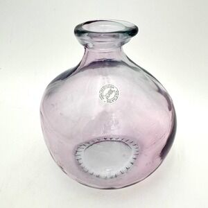 Vidrios San Miguel Recycled Glass Vase Handmade in Spain Purple Bulbous Jar